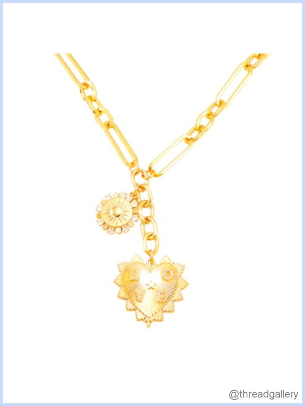 18K Gold Plated Heart Sun Pendant Choker Necklace Hip Hop Charm Waterproof